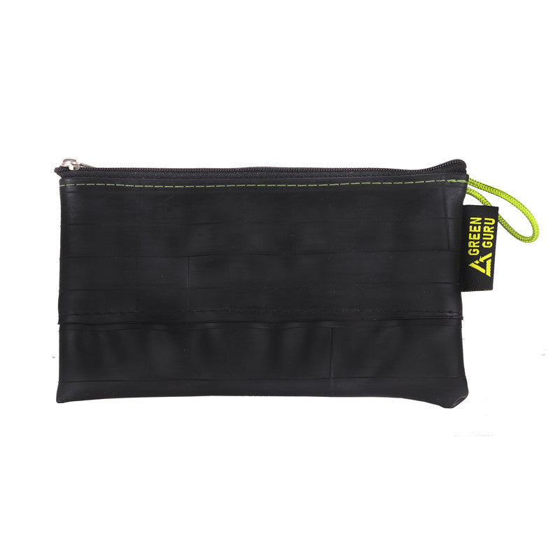 Zipper Pouch Black Zippered Pouch Upcycled Pouch Small Vegan Pouch
